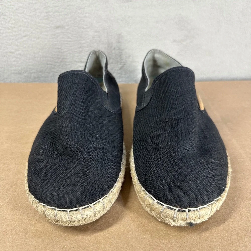 Olukai Kaula Pa'a Kapa Slip On Womens 9.5 Black Canvas Espadrille Flats 20449